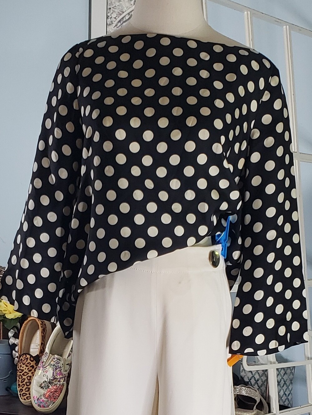 Vintage J Crew Silk Polkadot Boatneck Three Quarter Sleeves 12 Preppy Classic - Picture 8 of 9